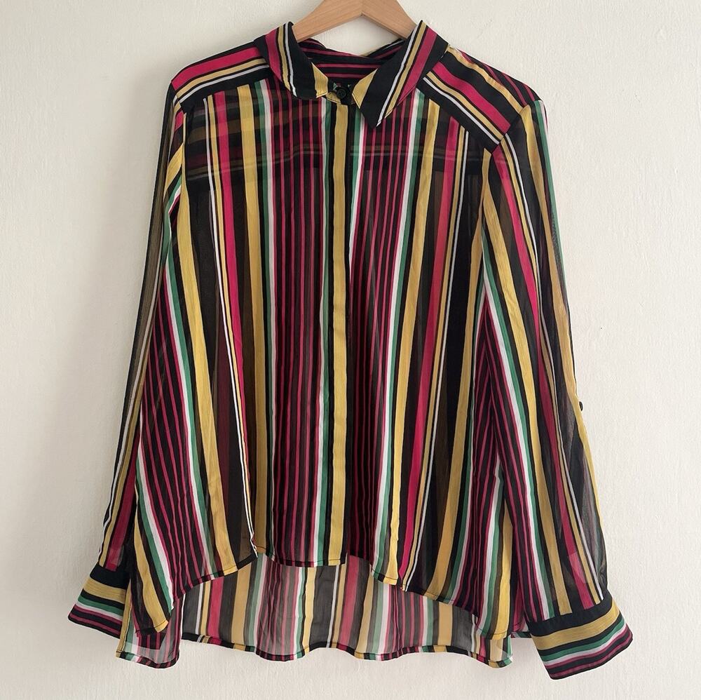 INC International Concepts Striped Sheer Top